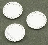 (image for) Miniature White Lace-Edged Plates For Dollhouses