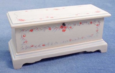 (image for) Miniature White "Morning Glory" Painted Chest for Dollhouses