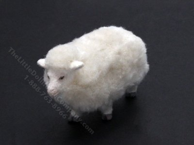 (image for) Miniature Vintage Handmade Flocked Sheep for Dollhouses