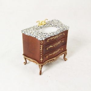 (image for) Miniature Small Sink in Walnut Cabinet