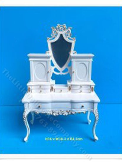 (image for) Miniature Art Deco Dressing Table for Dollhouses - White