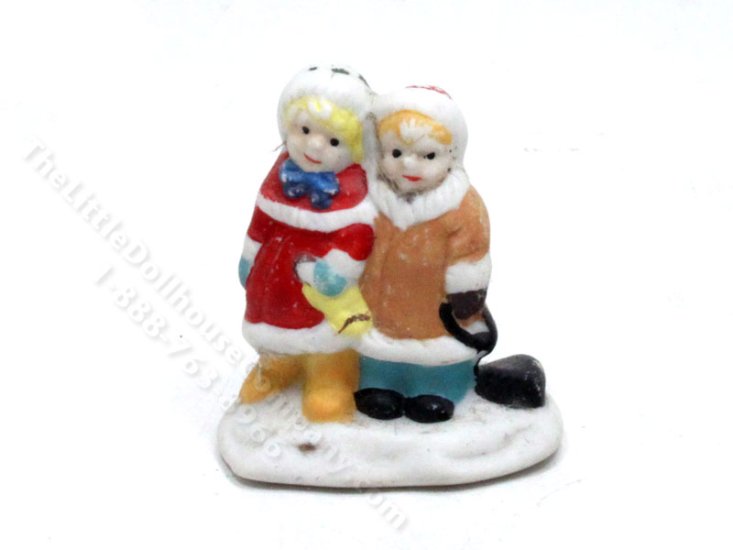 (image for) Miniature Winter Wonderland Children Figurine for Dollhouses