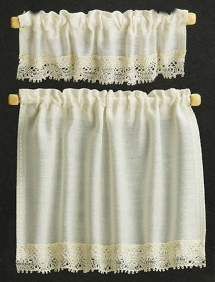 (image for) Miniature Off-White Cottage Style Curtains Set