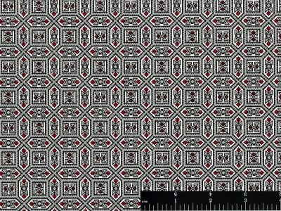 (image for) Octagon Tile Pattern Miniature Wallpaper for Dollhouse -Red/Grey