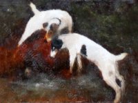 (image for) Miniature Dogs and Ball Painting by Larry Morganti