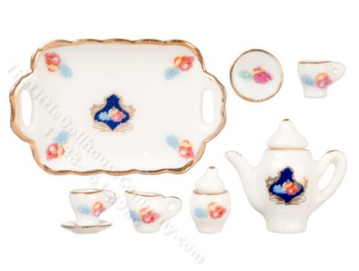 (image for) Miniature Porcelain Tea Set for Dollhouses