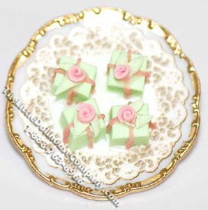 (image for) Dollhouse Scale Model Mint Petit Fours on a Plate
