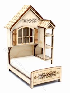 (image for) As-Is Miniature Unfinished Treehouse Bed for Dollhouses