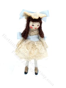 (image for) Handmade Miniature Girl in a Lace Dress and Hat
