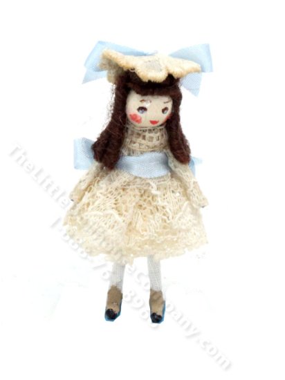 (image for) Handmade Miniature Girl in a Lace Dress and Hat