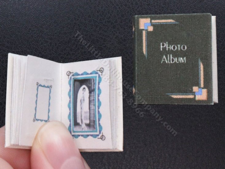 (image for) Miniature Vintage Black Picture Album with Art Deco Accents