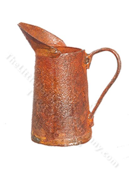 (image for) Miniature Rusted Metal Pitcher for Dollhouses