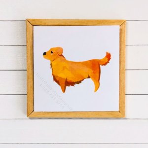 (image for) Miniature Square Painting of a Golden Retriever Dog