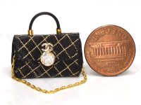 (image for) Miniature Chanel Quilted Black Purse w Gem by Judith Blondell