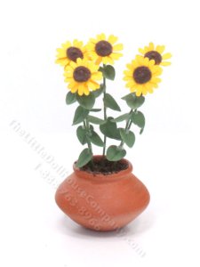 (image for) Miniature Sunflowers in Terracotta Pot, Mini Creations by Judy