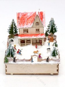 (image for) 1/144" Handmade Winter House Scene Light Box by Volker Arnold