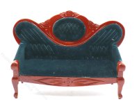 (image for) Miniature Victorian Mahogany Sofa with Green Upholstery