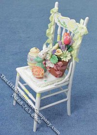 (image for) Miniature Easter Themed Decorated Chair for Dollhouses