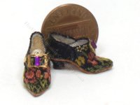 (image for) Embroidered Black Heels with Strap & Buckle by Judith Blondell