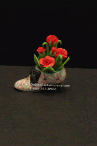 (image for) Dollhouse Miniature Red Flowers in Shoe