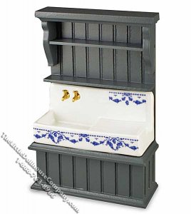 (image for) Miniature Sink in Gray Cabinet for Dollhouses