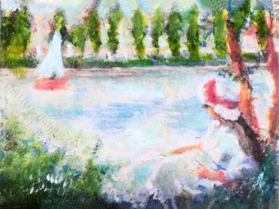 (image for) "Girl by a River" Replica Painting by Larry Morganti