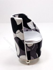 (image for) Miniature Vintage Upholstered Geometric Barrel Style Armchair