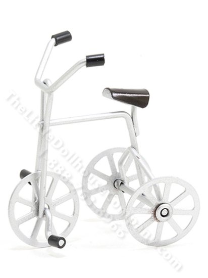 (image for) Miniature Silver Tricycle for Dollhouses