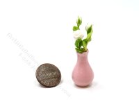 (image for) Miniature Vase of White Roses for Dollhouses (1/pkg)