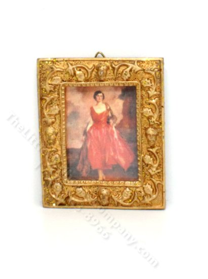 (image for) Miniature Painting of A Woman in a Red Dress for Dollhouses