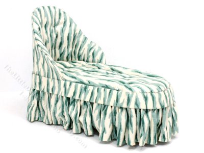 (image for) Miniature Green and White Chaise Lounge for Dollhouses