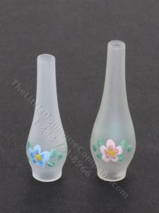 (image for) Dollhouse Miniature Floral Frosted Glass Chimney Shade (2/pk)