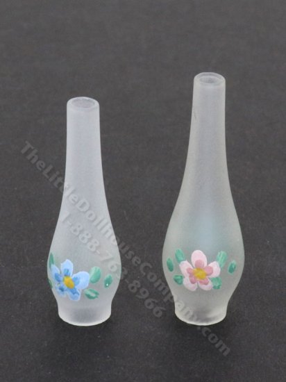 (image for) Dollhouse Miniature Floral Frosted Glass Chimney Shade (2/pk)
