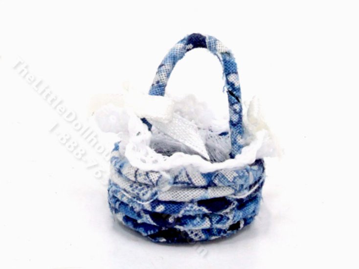 (image for) Miniature Handmade Blue Basket for Dollhouses