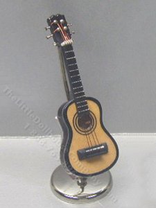 (image for) Miniature Acoustic Bass Guitar with Case & Stand for Dollhouses
