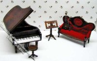 (image for) Miniature Five Piece Music Room Set for Dollhouses