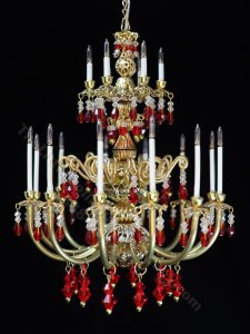 (image for) Dollhouse Miniature Venetian Red Crystal Chandelier