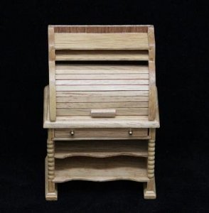 (image for) Dollhouse Miniature Roll Top Desk - Pine