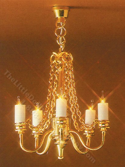 (image for) Miniature 12v Grand 5 Arm Brass Chandelier