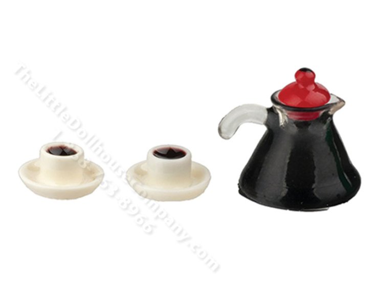(image for) Miniature Espresso Pot and Cups for Dollhouses