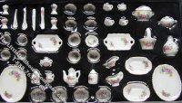 (image for) Miniature 51 Piece Floral Pattern Dinner Set for Dollhouses
