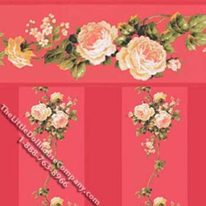 (image for) Melissa Red Stripe Pattern Miniature Wallpaper for Dollhouses