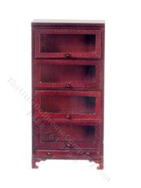 (image for) Miniature Mahogany Bookcase w/ Glass Doors for Dollhouses