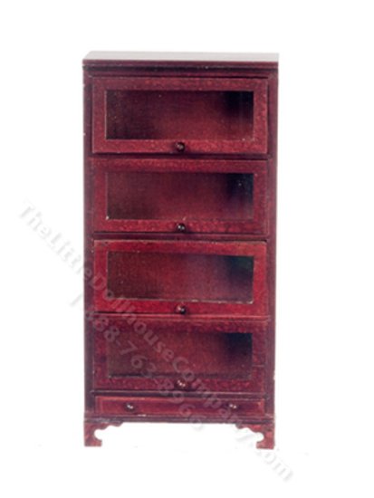 (image for) Miniature Mahogany Bookcase w/ Glass Doors for Dollhouses