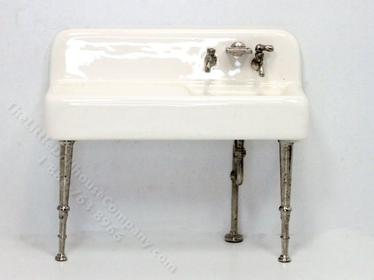 (image for) Miniature Porcelain Kitchen Sink for Dollhouses