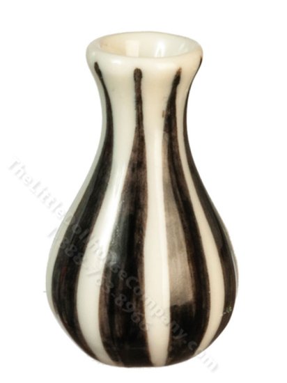 (image for) Miniature White and Black Striped Bud Vase for Dollhouses