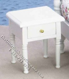 (image for) Miniature White Nightstand for Dollhouses