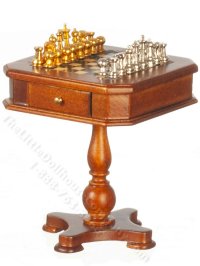 (image for) Miniature Victorian Chess Table for Dollhouses