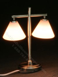 (image for) Dollhouse Scale Model, Modern Floor Lamp with 2 Down Shade