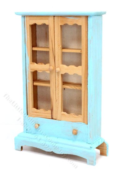 (image for) Miniature Blue Hutch for Dollhouses